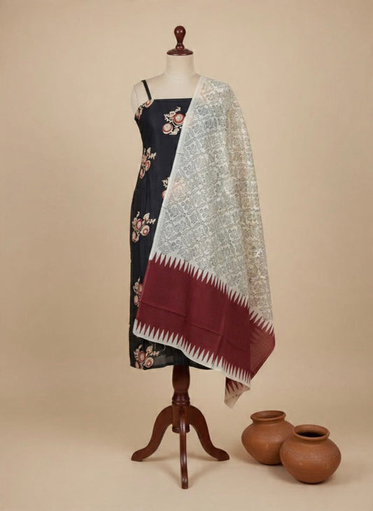 PREMIUM TUSSAR BY MODAL SILK SUIT WITH HAND BLOCK PRINT
