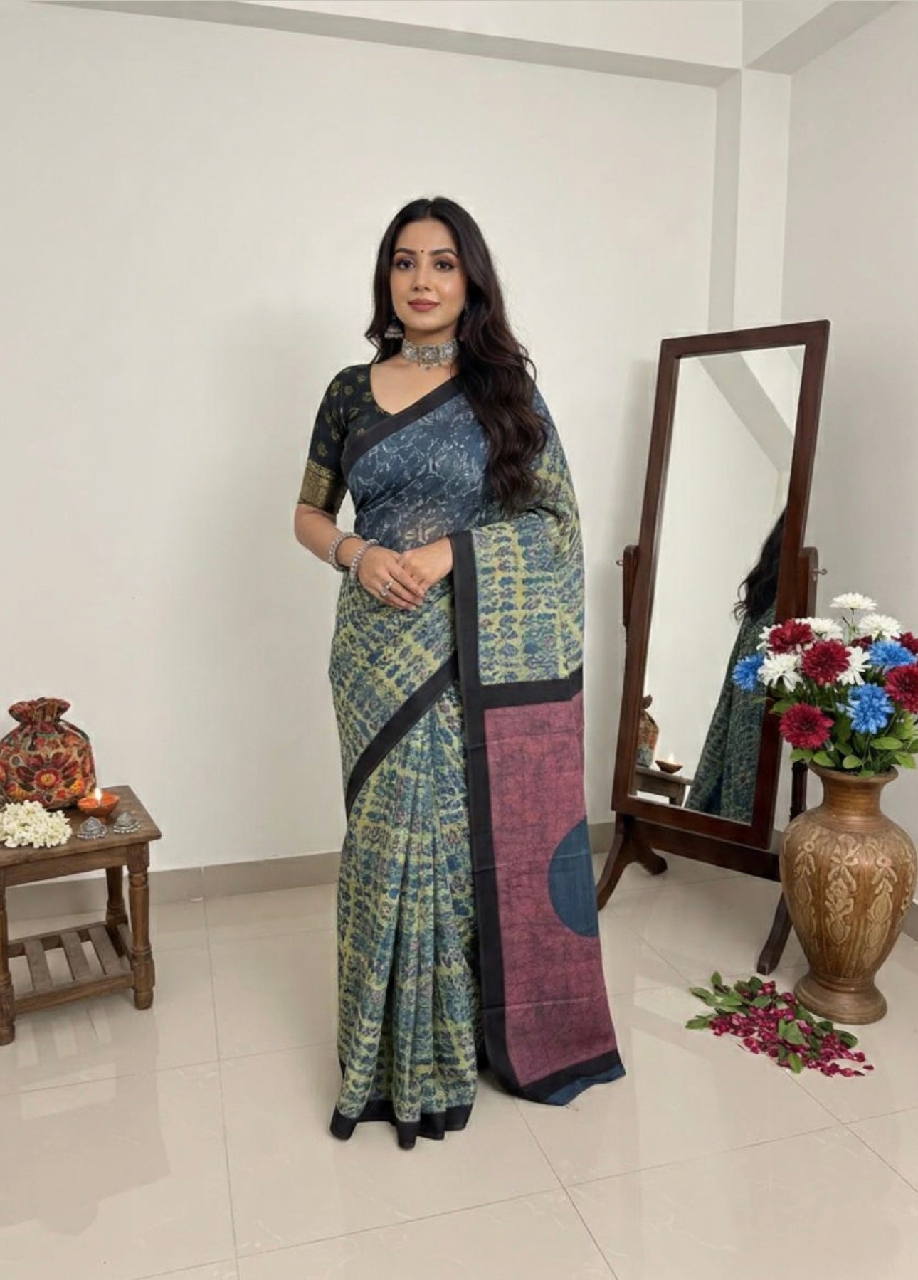 PREMIUM TUSSAR BY MODAL SILK SAREE 5.5 M WITH UNSTITCHED BLOUSE