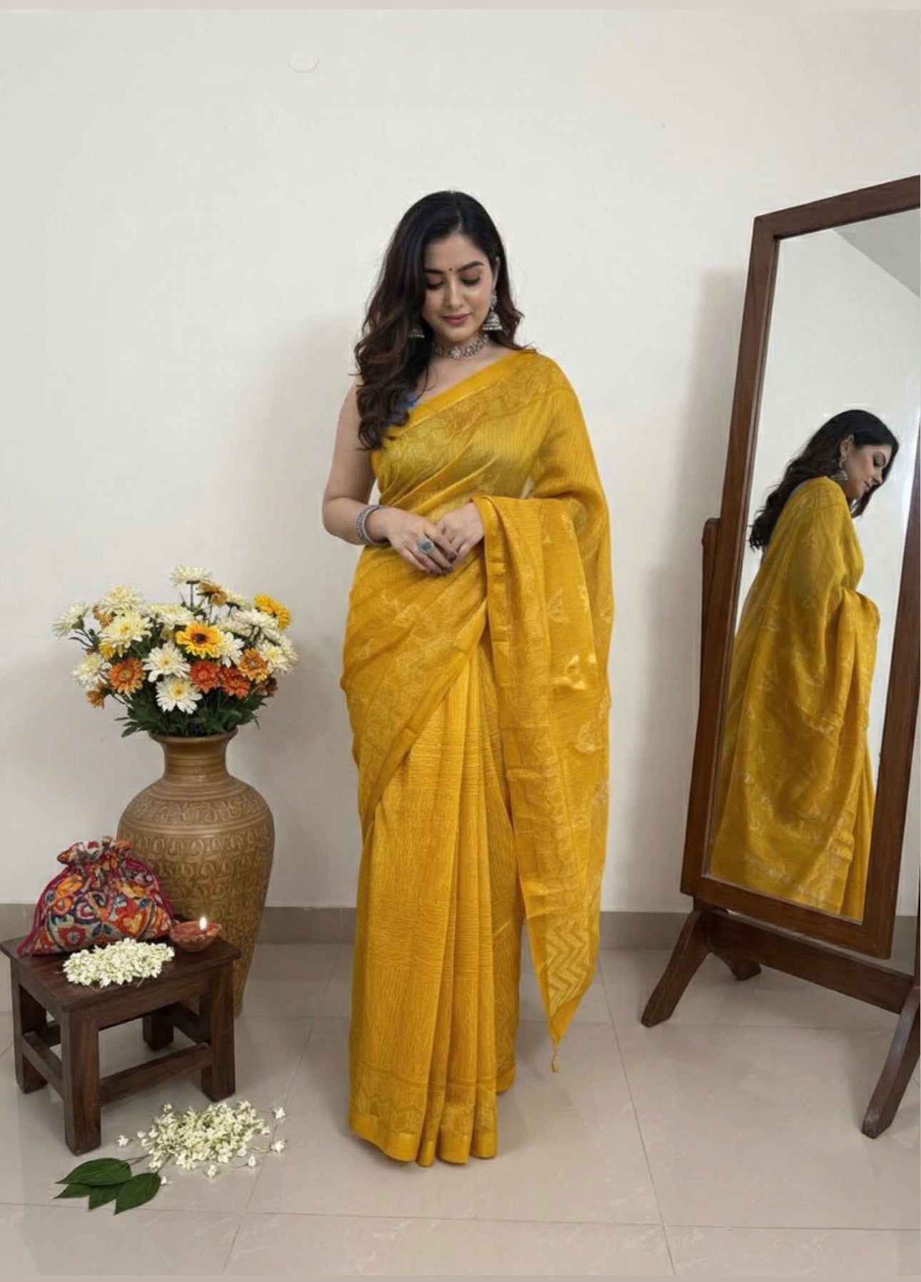 VANAS SILK HAND BLOCK PRINT SAREE 5.5 M