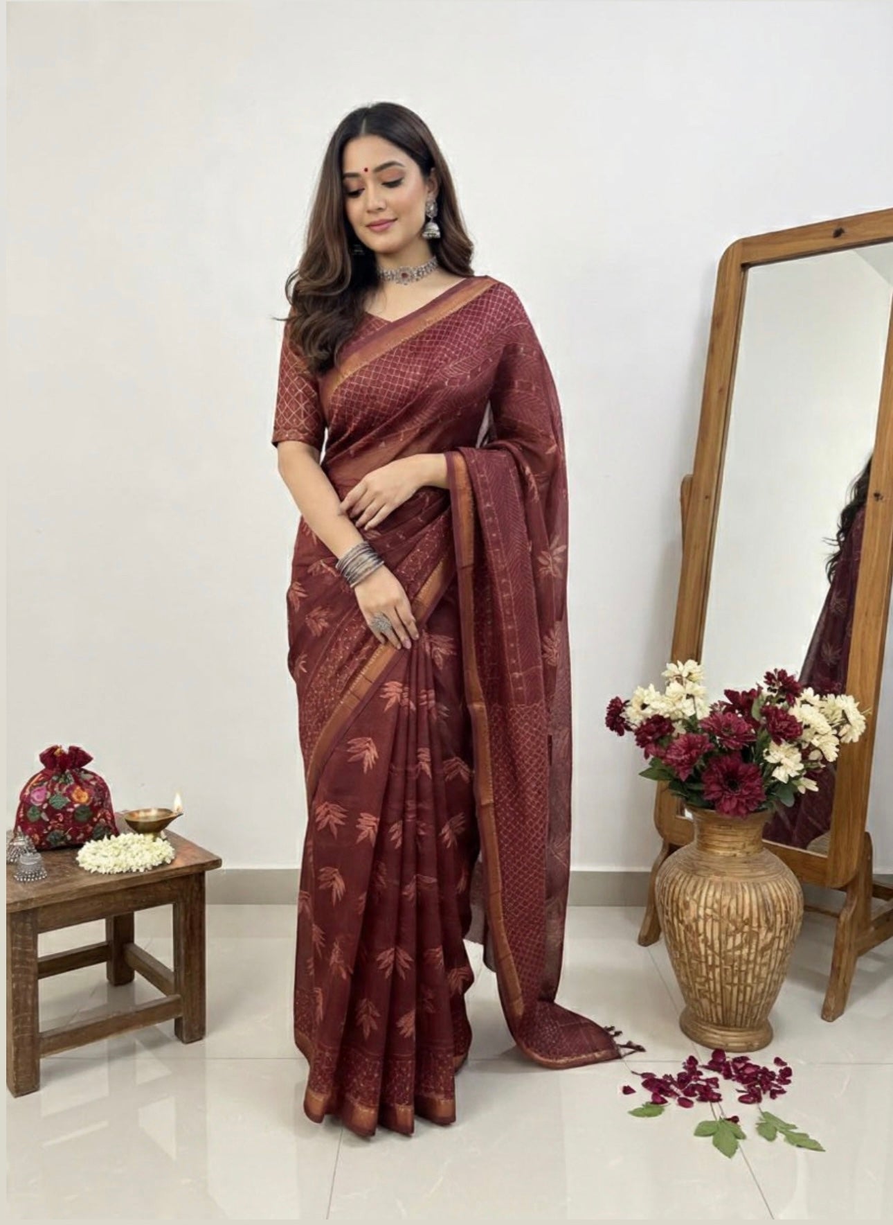 VANAS SILK HAND BLOCK PRINT SAREE 5.5 M