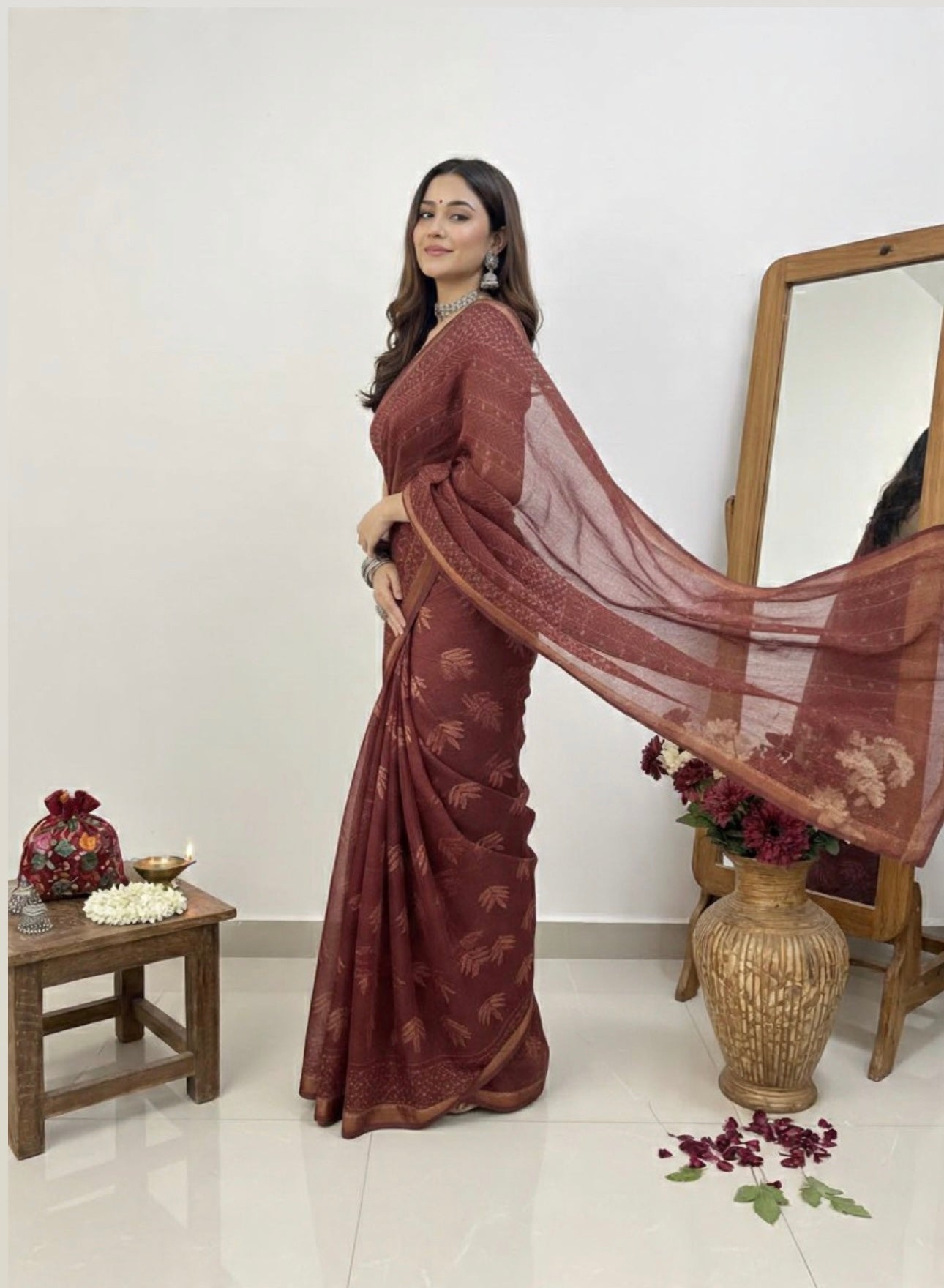 VANAS SILK HAND BLOCK PRINT SAREE 5.5 M