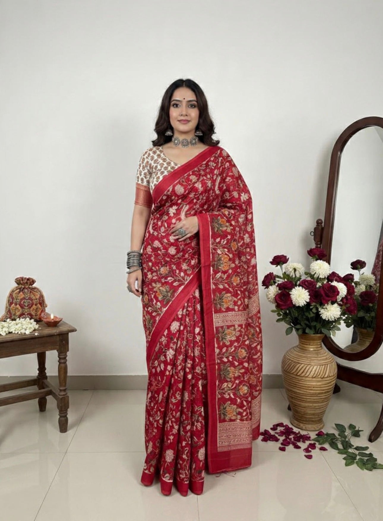 PREMIUM TUSSAR BY MODAL SILK SAREE 5.5 M WITH UNSTITCHED BLOUSE