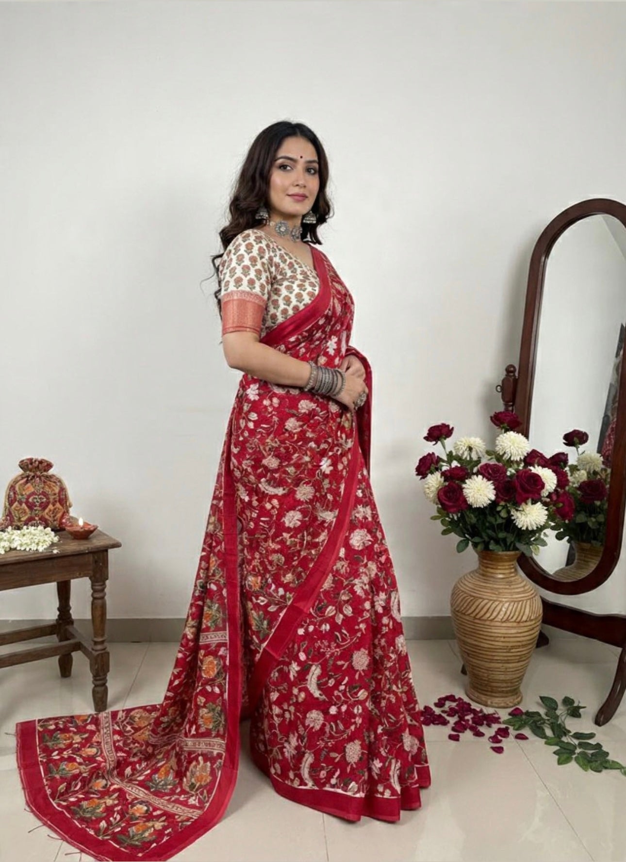 PREMIUM TUSSAR BY MODAL SILK SAREE 5.5 M WITH UNSTITCHED BLOUSE