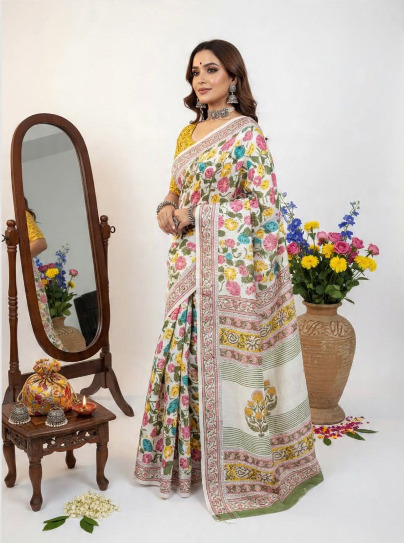 PREMIUM TUSSAR BY MODAL SILK SAREE 5.5 M WITH UNSTITCHED BLOUSE