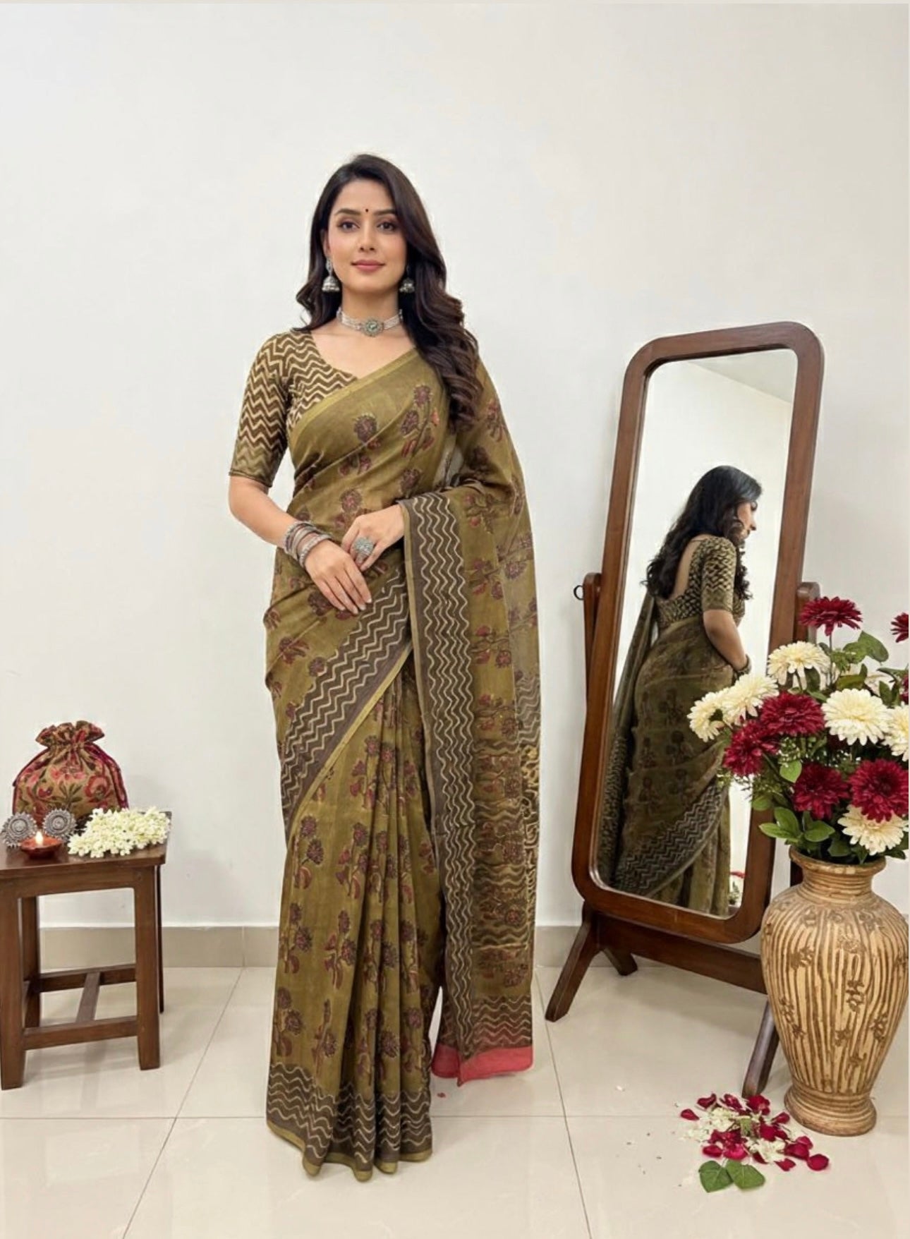 PREMIUM TUSSAR BY MODAL SILK SAREE 5.5 M WITH UNSTITCHED BLOUSE