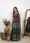 PAPER SILK HAND BLOCK PRINT SAREE 5.5 M