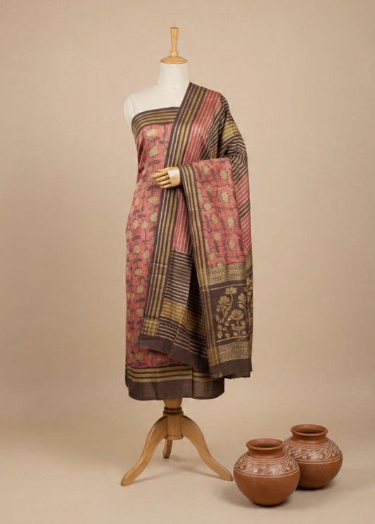 PREMIUM TUSSAR SUIT WITH POMEGRANATE