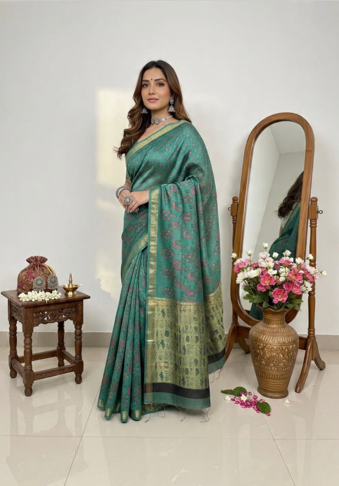 PREMIUM QUALITY EXPO QUALITY MAHESHWARI SILK SAREE5.5 M