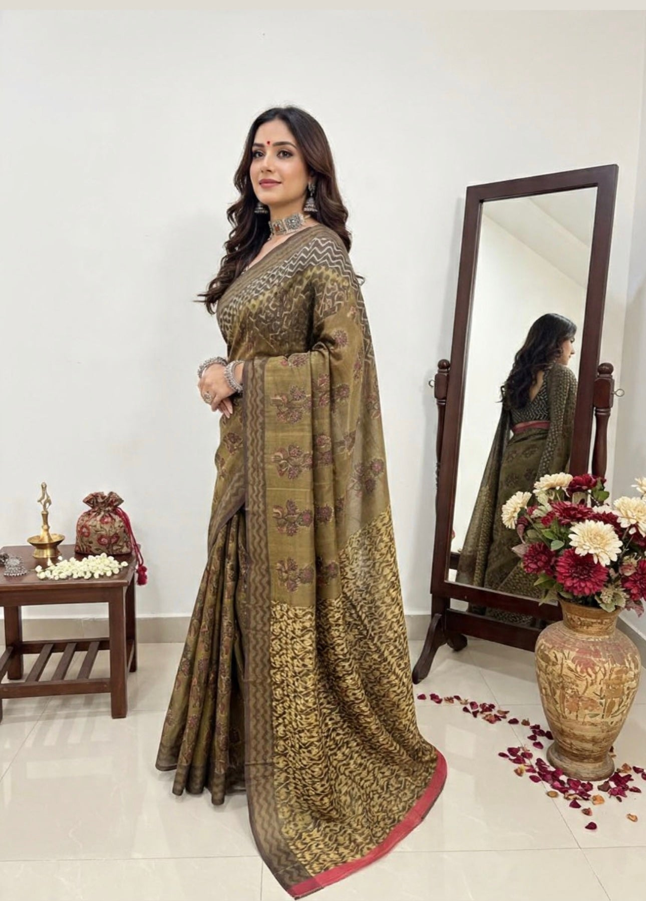 PREMIUM TUSSAR BY MODAL SILK SAREE 5.5 M WITH UNSTITCHED BLOUSE