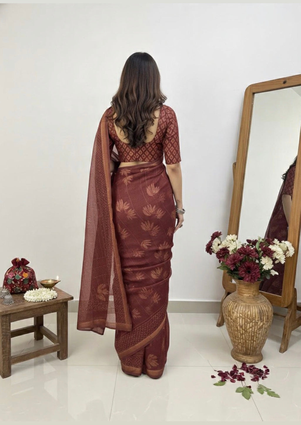 VANAS SILK HAND BLOCK PRINT SAREE 5.5 M