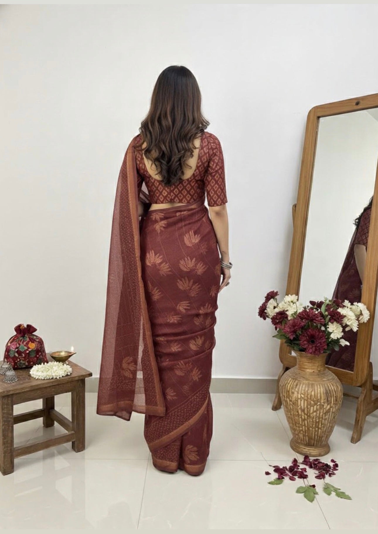 VANAS SILK HAND BLOCK PRINT SAREE 5.5 M