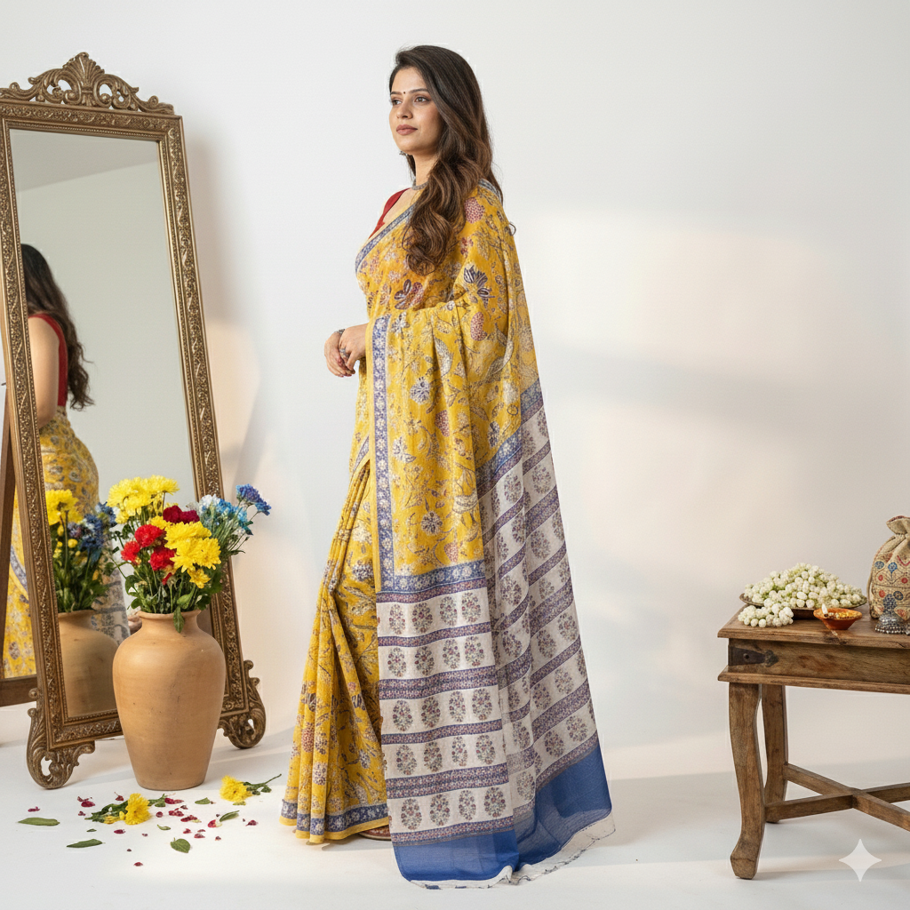 PREMIUM TUSSAR BY MODAL SILK SAREE 5.5 M WITH UNSTITCHED BLOUSE
